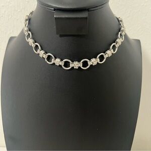 1946 Silver Circle Chain Link Necklace Casual Statement Minimalist